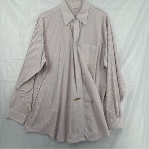 Brooks Brothers White and Gray Striped Dress Shirt